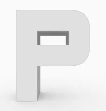 Letter P 3d cubic rounded white isolated on white Stock Illustration
