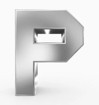 Letter P 3d cubic silver isolated on white Illustrazione stock