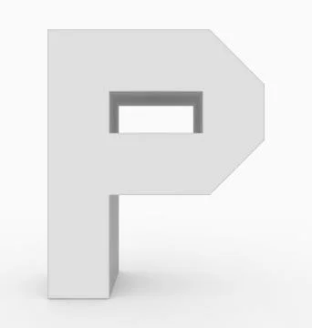 Letter P 3d cubic white isolated on white Stock Illustration