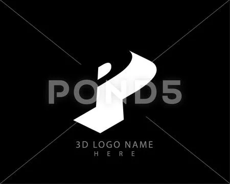 Letter P 3D logo vector with black background: Graphic #220922453