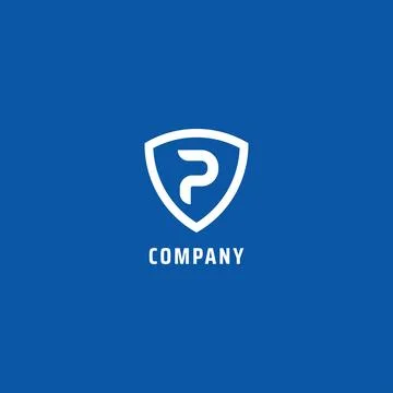 Letter P Alphabetic Logo Concept, Lettermark Design Template, Shield Border.. Stock Illustration