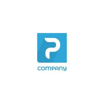 Letter P Alphabetic Logo Concept, Lettermark Design Template, Blue Square B.. Stock Illustration