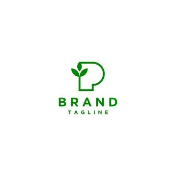 Letter P and Leaf Logo Stock Illustration