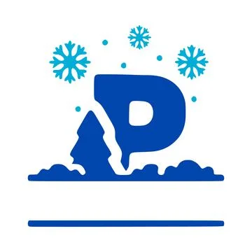 Letter p and winter composition monogram, vector logo, emblems or initial des Stock Illustration