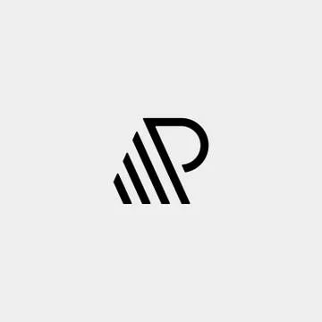 Letter P AP Monogram Logo Design Minimal Stock Illustration
