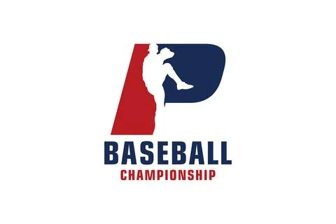 Letter P with Baseball Logo Design. Vector Design Template Elements for Spo.. 스톡 일러스트