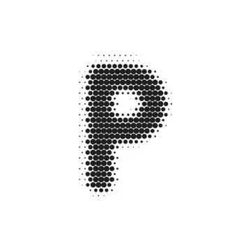 Letter P black halftone pattern font Stock Illustration