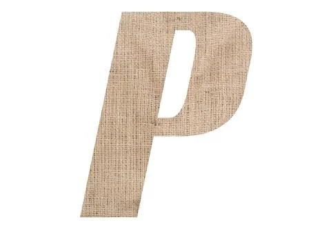 Letter P with burlap texture on white background Illustrazione stock