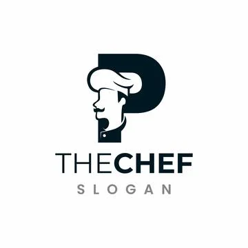 Letter P Chef Logo , Initial Restaurant Cook Vector Design Stock Illustration