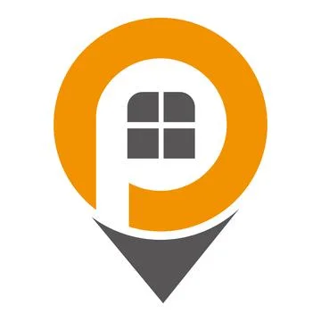 Letter P Circle Home Location Logo Template Modern Business Vector Icon Design Stock Illustration