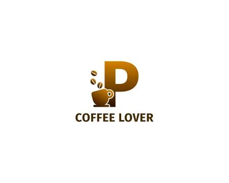Letter P coffe and cup logo template Stock Illustration