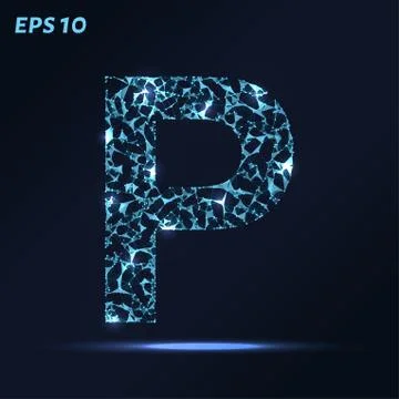 The letter P consists of points, lines and triangles. Vector illustration. Stock Illustration
