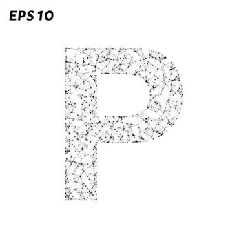 The letter P consists of points, lines and triangles. Vector illustration. Stock Illustration