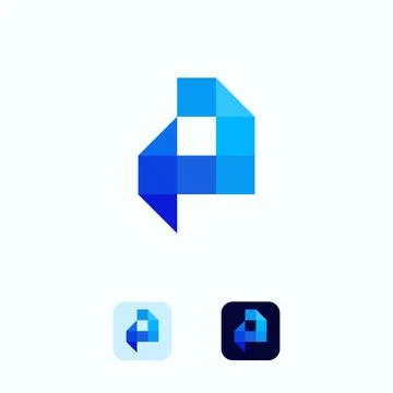 Letter P creative technological modern data pixel logo element template desig Illustrazione stock