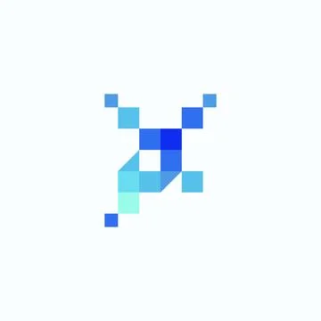 Letter P creative technological modern data pixel logo element template desig Stock Illustration