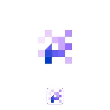 Letter P creative technological modern data pixel logo element template desig Stock Illustration