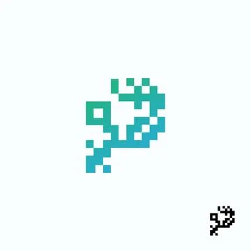 Letter P creative technological modern data pixel QR Code logo Stock Illustration