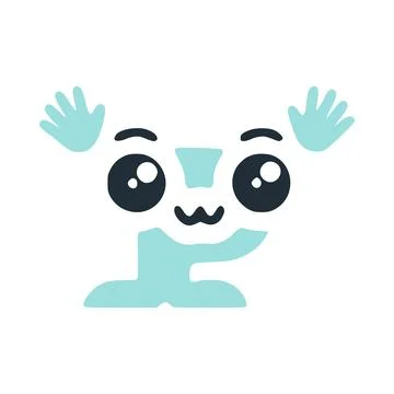 Letter P cute kawaii character with hands, funny emoticon vector clip art. Stock Illustration