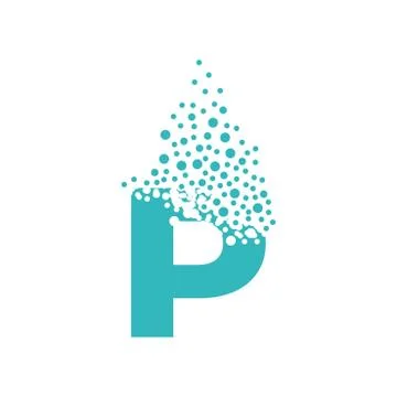 Letter P dispersing into a cloud of bubbles 스톡 일러스트