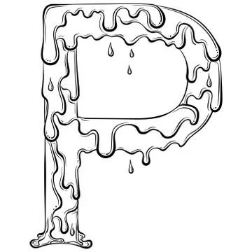 Letter P with flow drops Stock Illustration