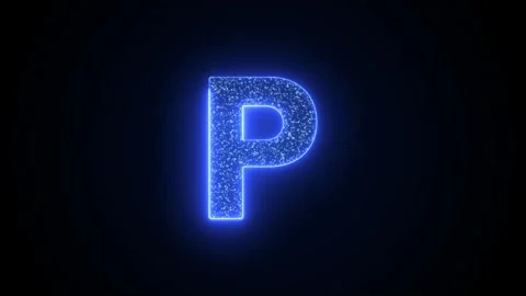 Letter P Glowing Blue Neon Animation with Sparkling Particles 스톡 동영상 345040702