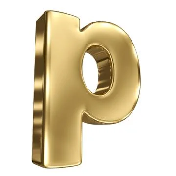 Letter p from gold solid alphabet Illustrazione stock