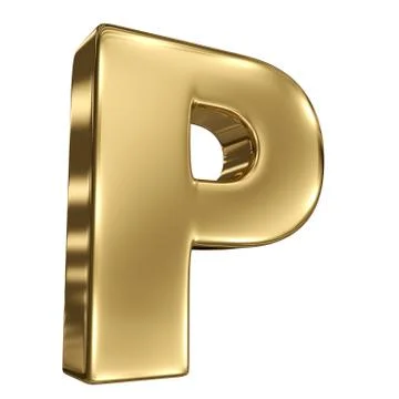 Letter p from gold solid alphabet 스톡 일러스트