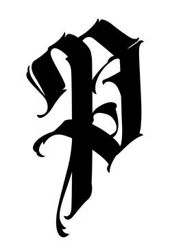 Letter P, in the Gothic style. Vector. Alphabet. Calligraphy and lettering. M Stock Illustration