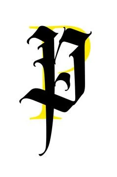 Letter P, in the Gothic style. Vector. Alphabet. The symbol is isolated on a Stock Illustration