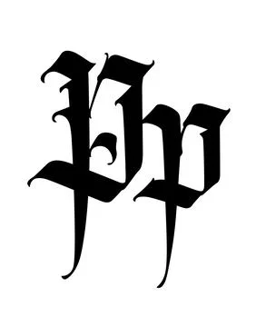 Letter P, in the Gothic style. Vector. Alphabet. The symbol is isolated on a Stock Illustration