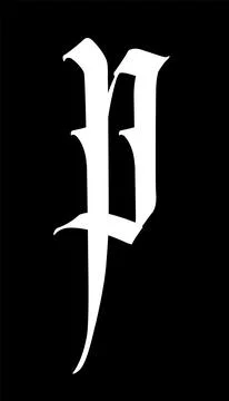 Letter p, in the Gothic style. Vector. Alphabet. The symbol is isolated on a Stock Illustration