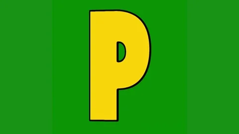 The letter p green background yellow pink is shown green screen animated Video stock 314064968