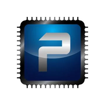 Letter P icon. Technology Smart logo, computer and data related business, hi- Illustrazione stock