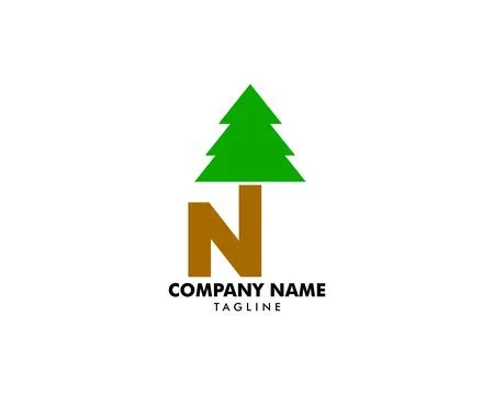 Letter P initial pine tree logo icon vector inspiration Stock Illustration