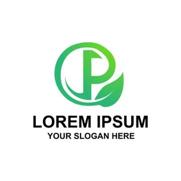 Letter P with a leaf logo Stock Illustration