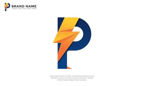 Letter P Lightning Logo Stock Illustration