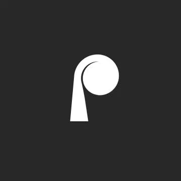 Letter P logo creative design element, black and white style emblem mockup Illustrazione stock