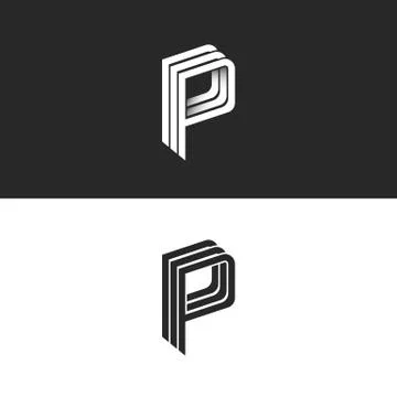 Letter P logo monogram, isometric geometric shape lines initial business card Stock Illustration