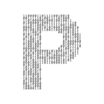 Letter P made from binary code digits. Technology background イラスト素材