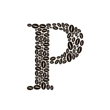 Letter p made of coffee beans vector set Stock Illustration