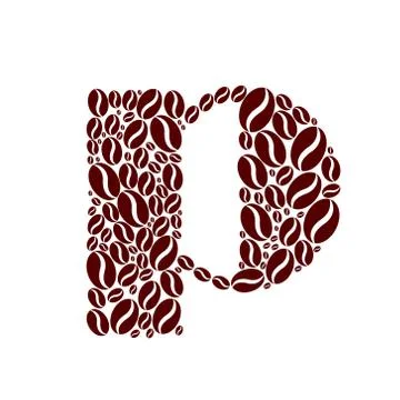 Letter  p  made of coffee beans vector set Illustrazione stock