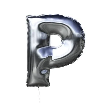 Letter P made of silver inflatable balloon isolated on white background Stock Illustration