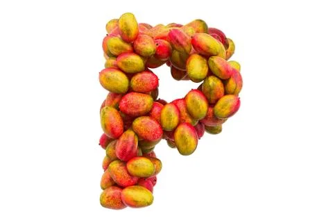 Letter P from mangos, 3D rendering Illustrazione stock