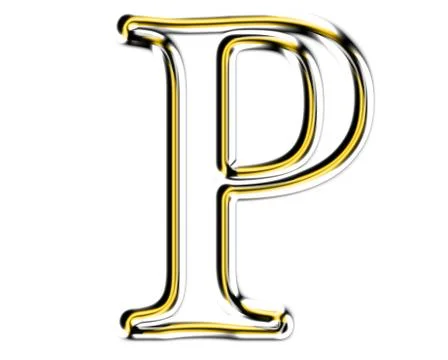 Letter p from metal solid alphabet. Stock Illustration