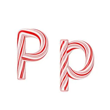 Letter P Mint Candy Cane Alphabet Collection Striped in Red Christmas Colour  Stock Illustration