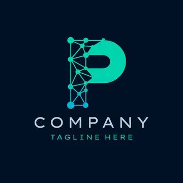 Letter P Molecule Logo, Bio tech Connect Dots Science Technology Logo Design  Stock Illustration