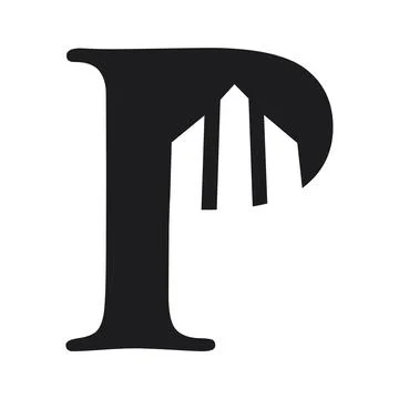 Letter P negative space building Stock Illustration