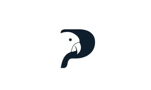 Letter P or initial P for parrot bird logo design modern Stock Illustration