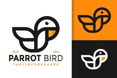 Letter P Parrot Bird Logo Design, brand identity logos vector, modern logo, L Stock Illustration