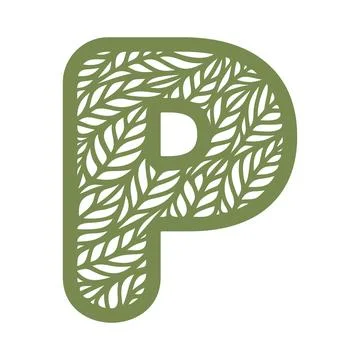 Letter P with a pattern of leaves.  Stock Illustration